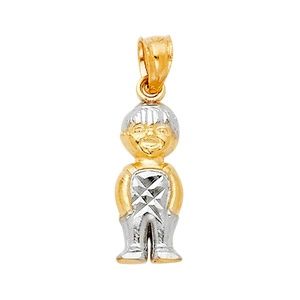 14K Two Tone Boy Pendant